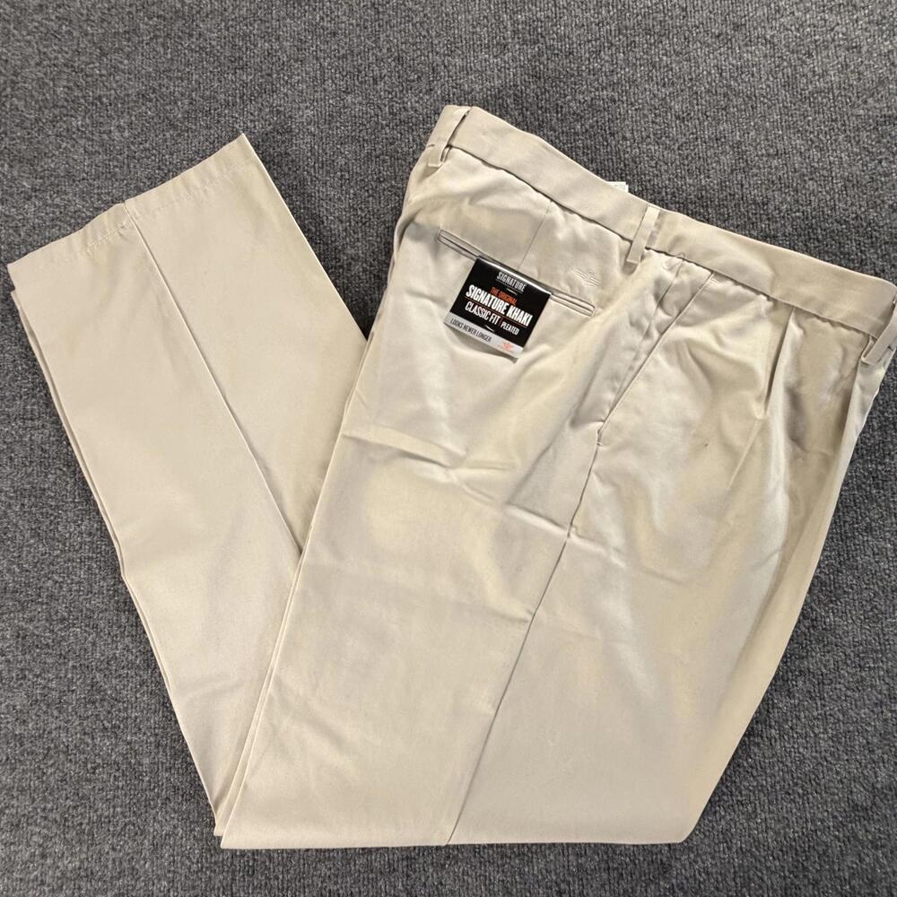 Dockers‎ Signature Khaki Classic Fit Pleated Mens Pants 38x34 Beige 747